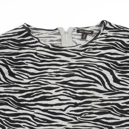 QED London Womens Grey Animal Print  Pullover Sweatshirt Size S