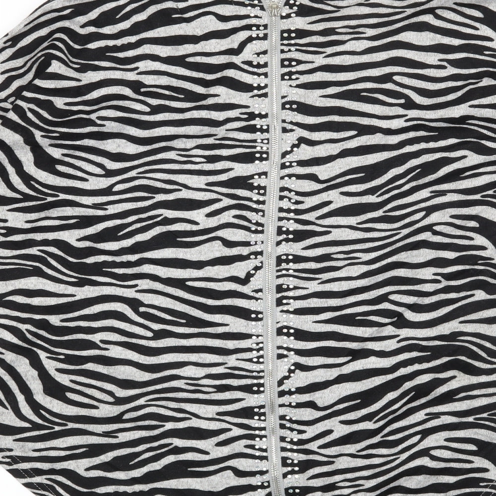 QED London Womens Grey Animal Print  Pullover Sweatshirt Size S