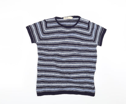 EWM Womens Blue Striped  Pullover Jumper Size 10