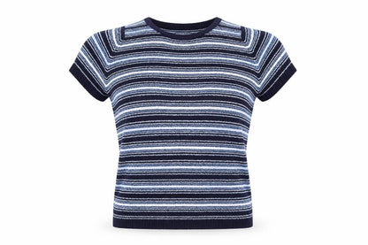 EWM Womens Blue Striped  Pullover Jumper Size 10