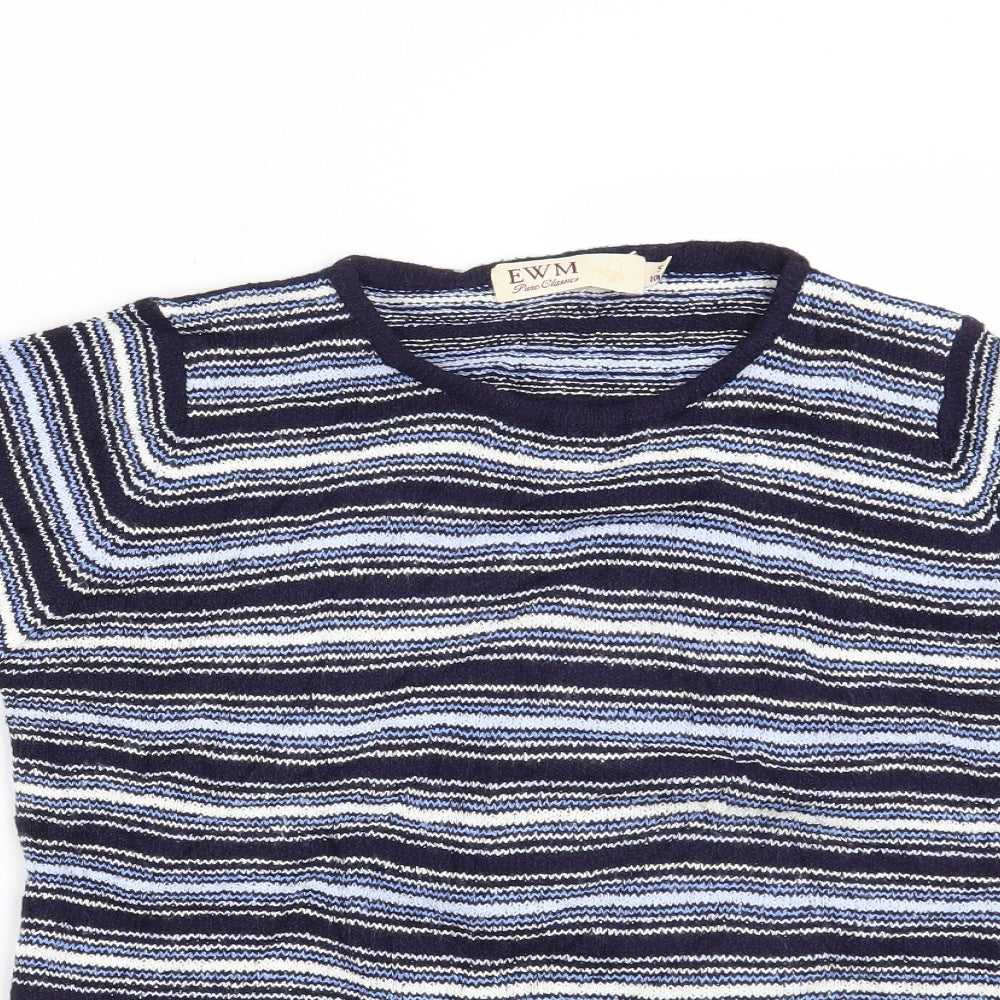 EWM Womens Blue Striped  Pullover Jumper Size 10