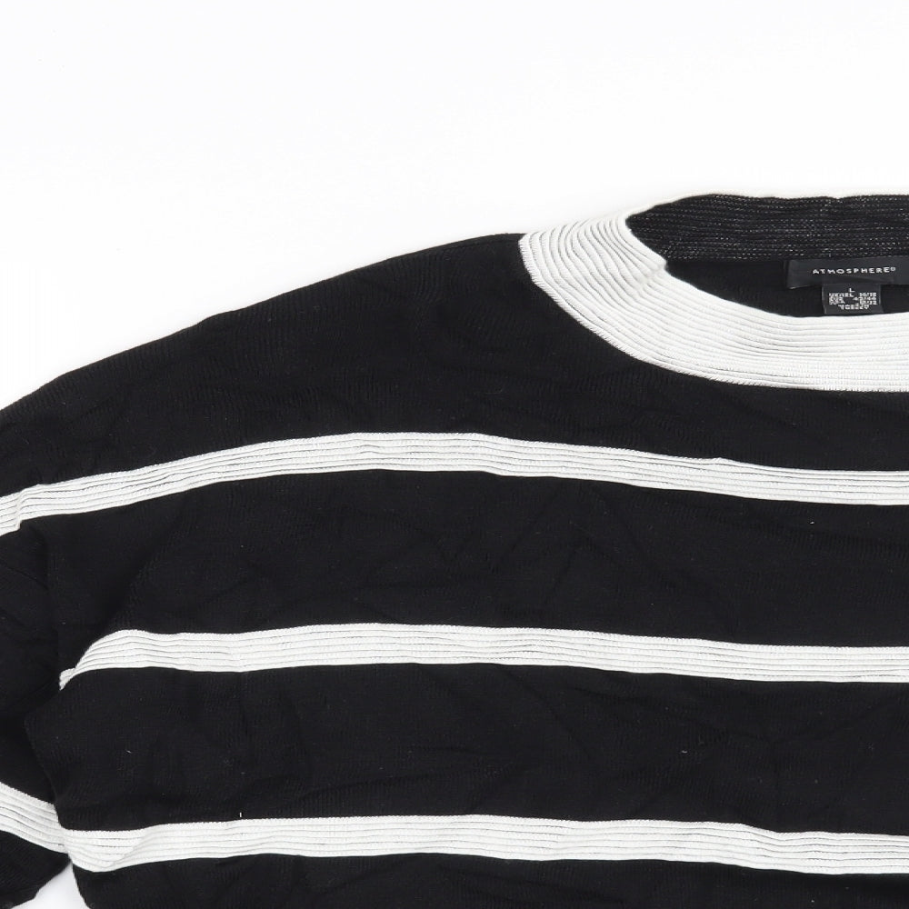 Atmosphere Womens Black Striped  Pullover Jumper Size 14