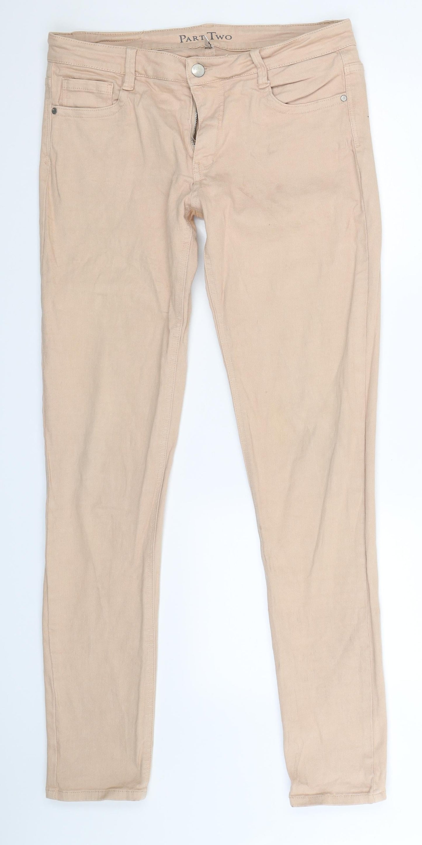Part Two Womens Beige  Denim Skinny Jeans Size 12 L32 in