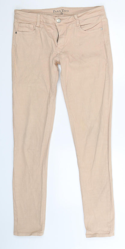 Part Two Womens Beige  Denim Skinny Jeans Size 12 L32 in