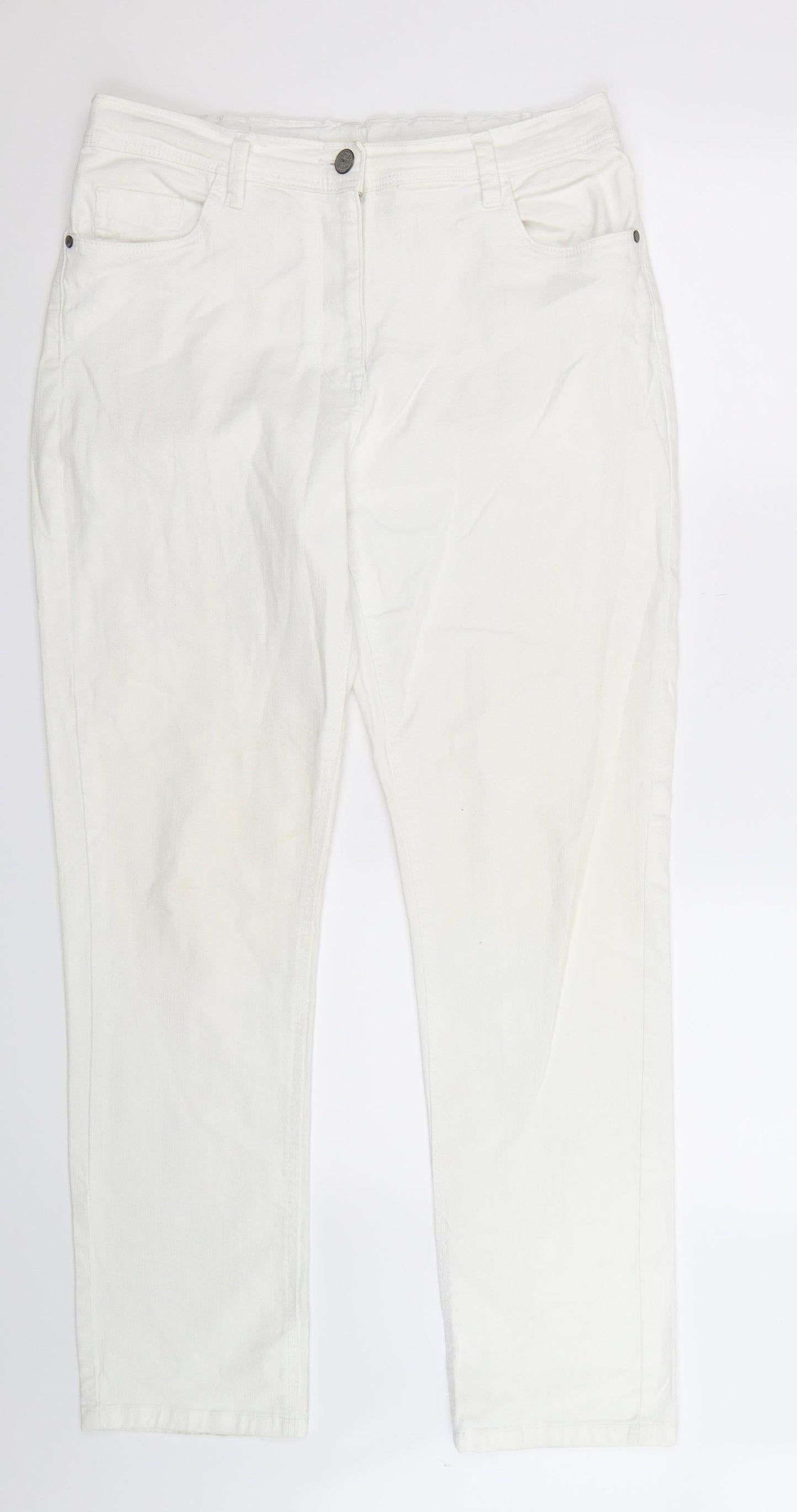 Anthology Womens White  Denim Straight Jeans Size 14 L30 in