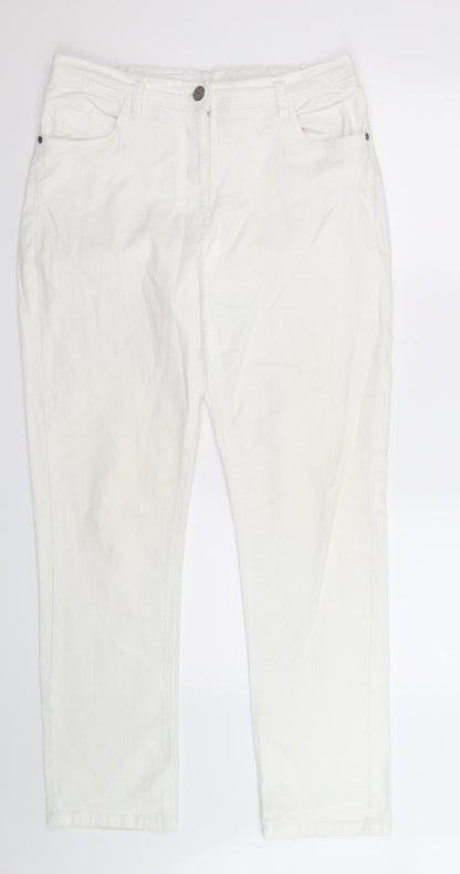 Anthology Womens White  Denim Straight Jeans Size 14 L30 in