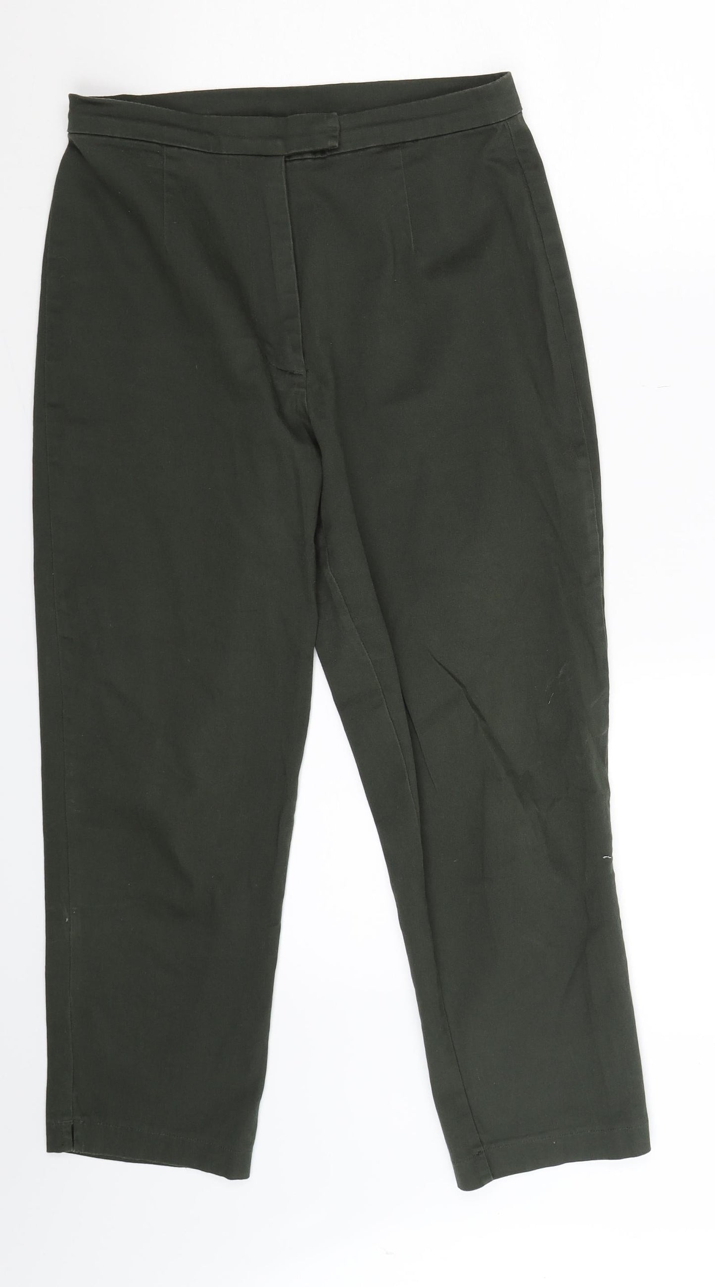 Womens UK Size 28 in Casual Club Slim Fit Cropped Green Trousers