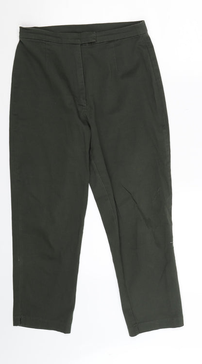 Womens UK Size 28 in Casual Club Slim Fit Cropped Green Trousers
