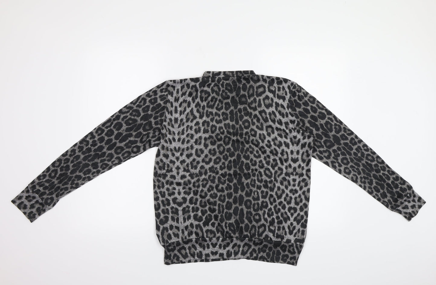 QED London Womens Grey Animal Print  Pullover Sweatshirt Size 10