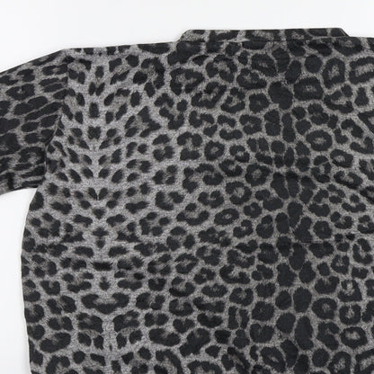 QED London Womens Grey Animal Print  Pullover Sweatshirt Size 10