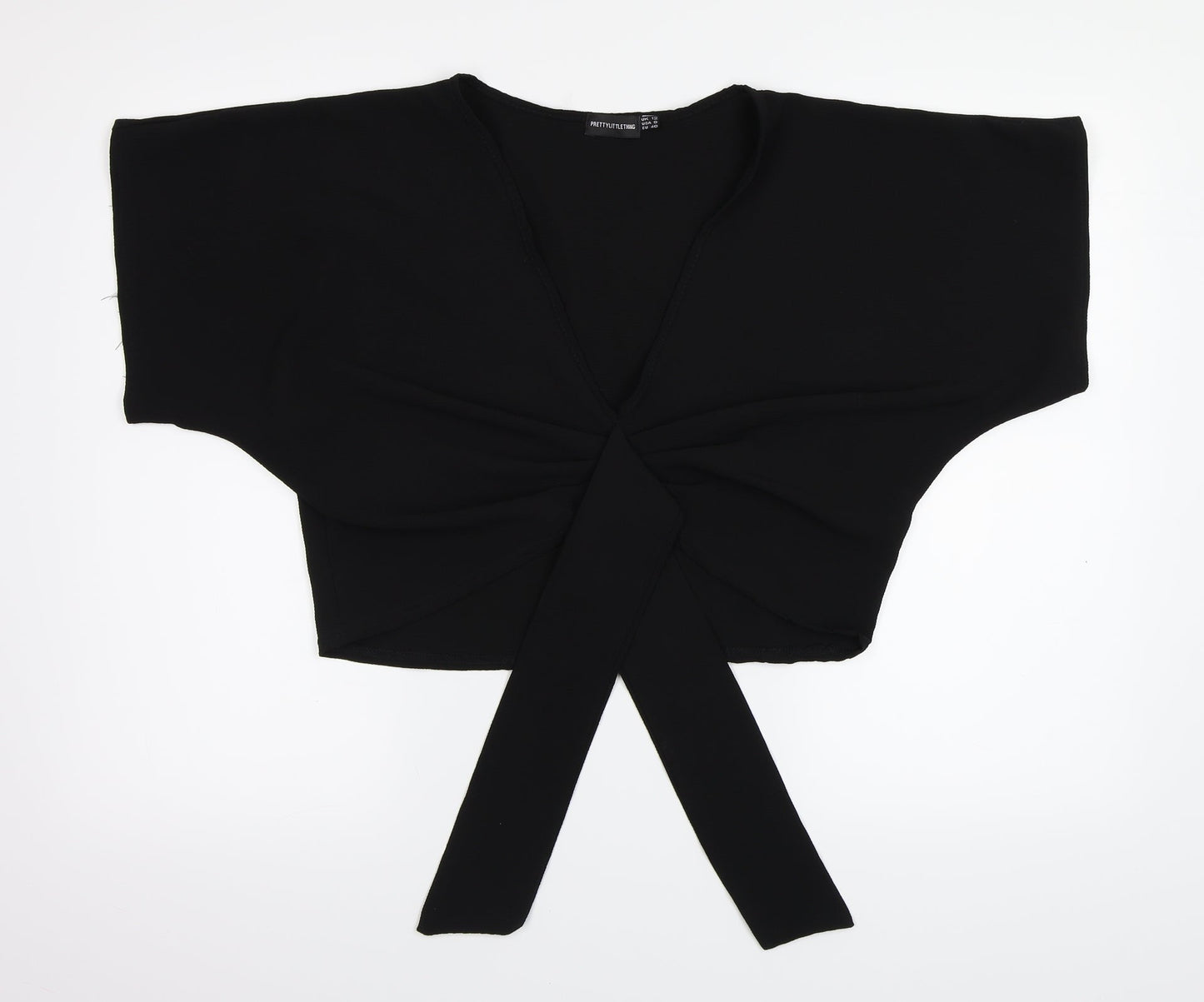 Womens UK Size 12 PRETTYLITTLETHING Black Basic Blouse