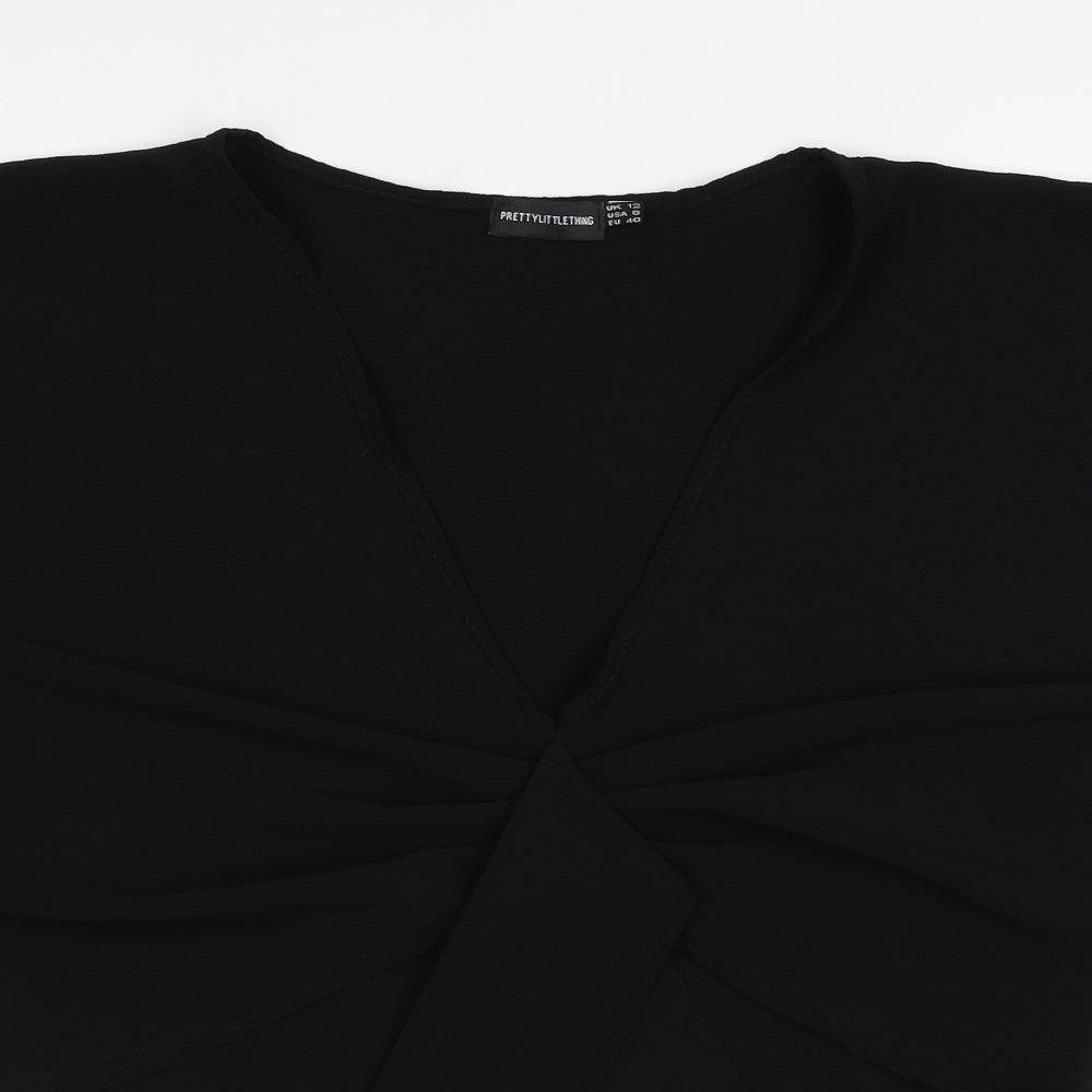Womens UK Size 12 PRETTYLITTLETHING Black Basic Blouse