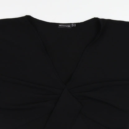 Womens UK Size 12 PRETTYLITTLETHING Black Basic Blouse