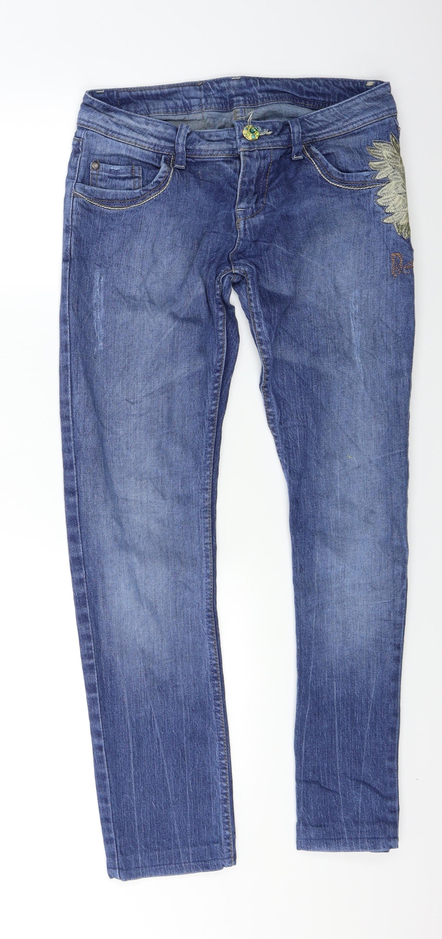 Womens UK Size 30 Preworn Regular Fit Skinny Blue Jeans