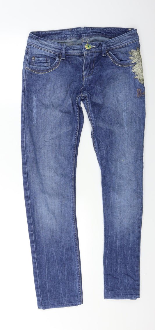 Womens UK Size 30 Preworn Regular Fit Skinny Blue Jeans