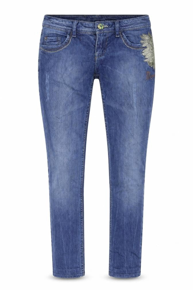 Womens Blue  Denim Skinny Jeans Size 30 L28 in - Flower print