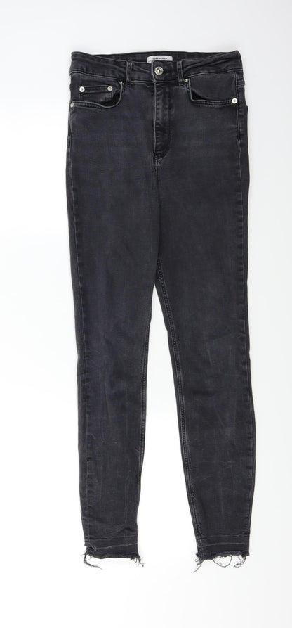 Zara Womens Black  Denim Skinny Jeans Size 4 L24 in - Distressed Hem