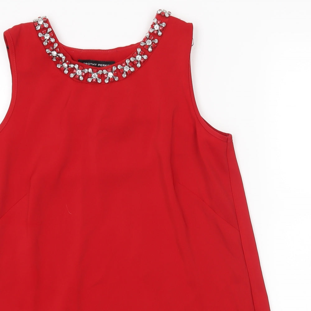 Womens UK Size 8 Dorothy Perkins Red Basic Tank