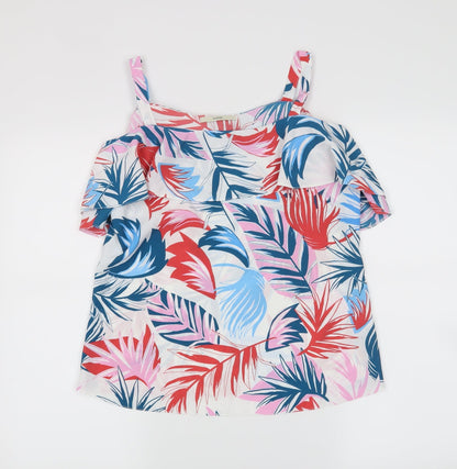 George Womens White Floral  Camisole Tank Size 8