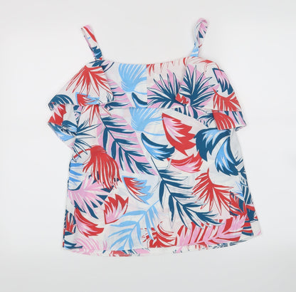 George Womens White Floral  Camisole Tank Size 8