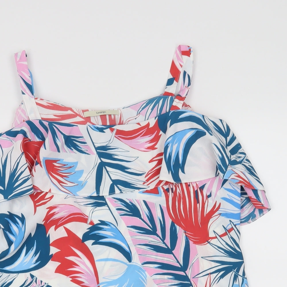 George Womens White Floral  Camisole Tank Size 8