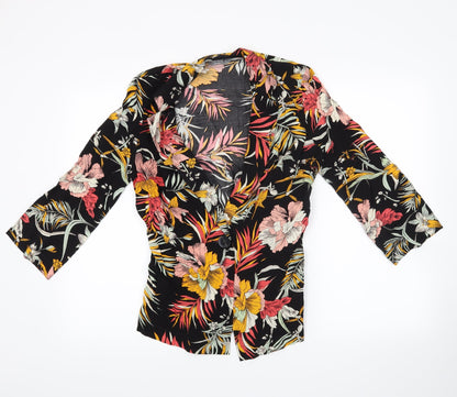 Nutmeg Womens Black Floral  Jacket Coatigan Size 8  - 100% viscose