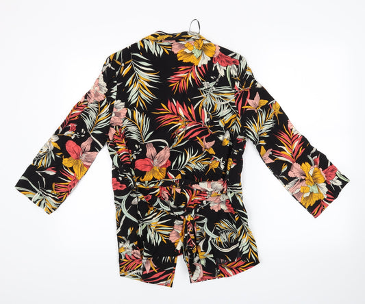 Nutmeg Womens Black Floral  Jacket Coatigan Size 8  - 100% viscose