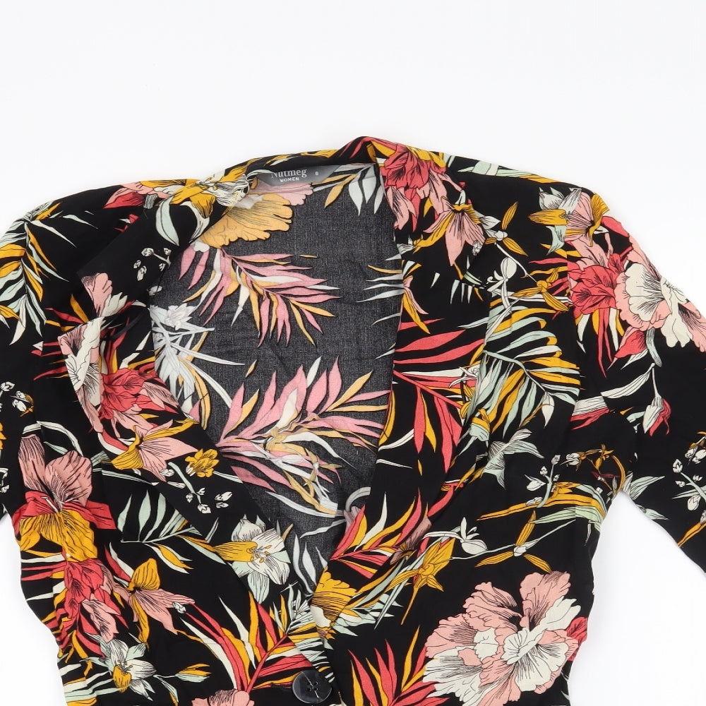Nutmeg Womens Black Floral  Jacket Coatigan Size 8  - 100% viscose