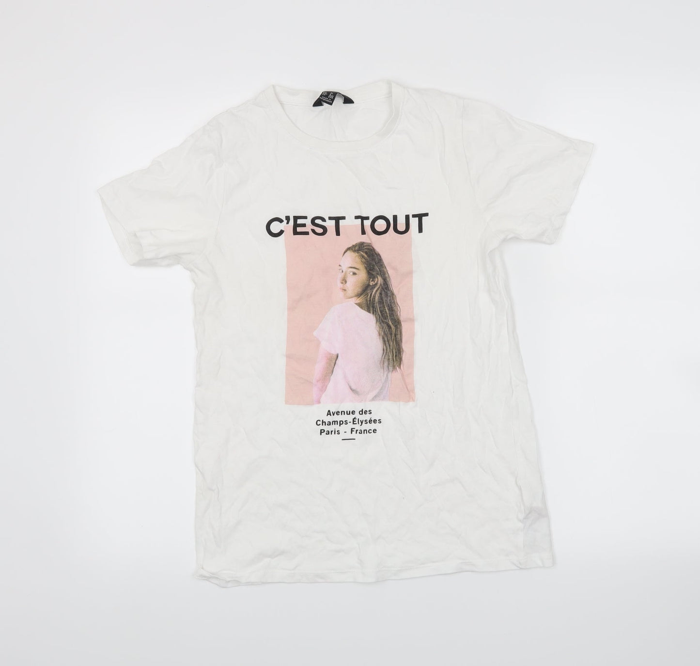 Womens UK Size 8 New Look White Basic T-Shirt