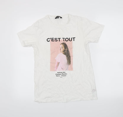 Womens UK Size 8 New Look White Basic T-Shirt