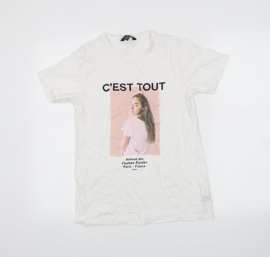 Womens UK Size 8 New Look White Basic T-Shirt