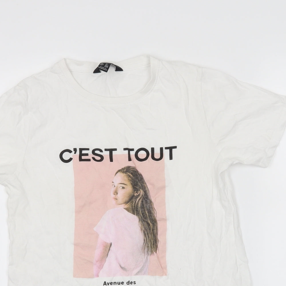 Womens UK Size 8 New Look White Basic T-Shirt