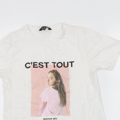 Womens UK Size 8 New Look White Basic T-Shirt