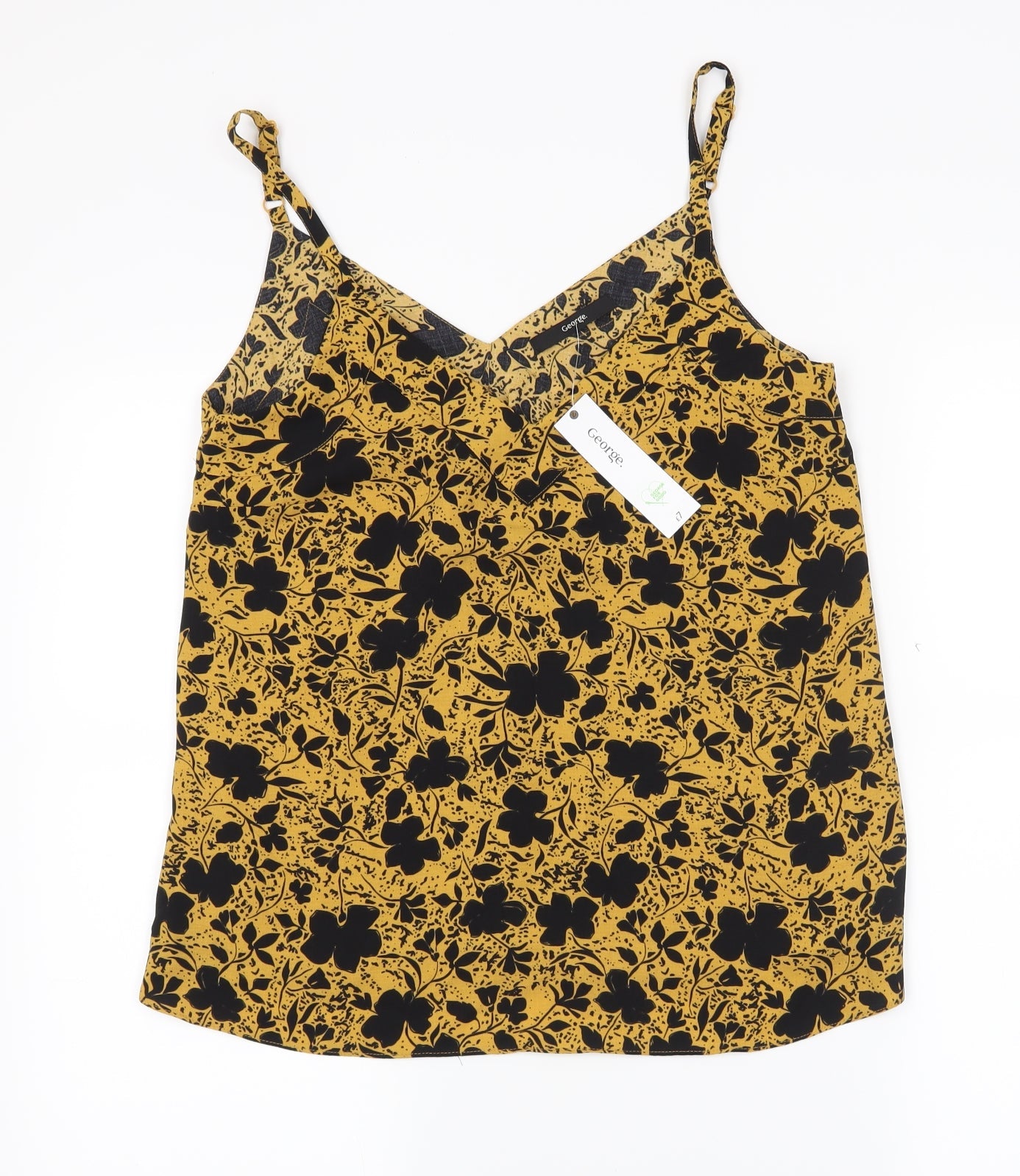 George Womens Yellow Floral  Camisole Tank Size 8