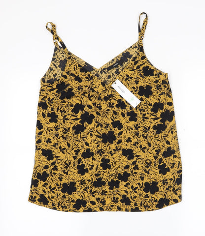 George Womens Yellow Floral  Camisole Tank Size 8