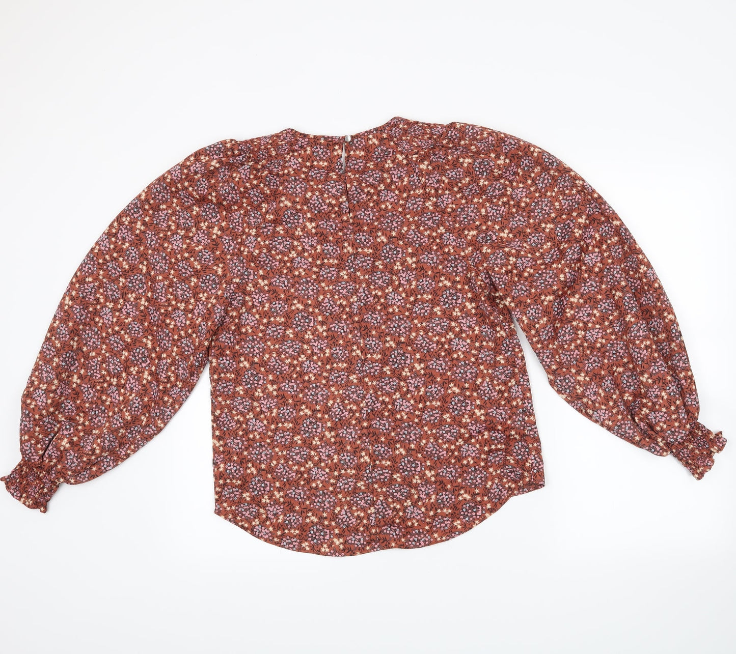 George Womens Orange Floral  Basic Blouse Size 8