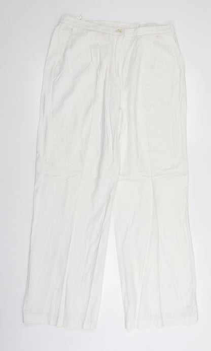 Womens UK Size 18 ELVI Regular Fit  White Trousers