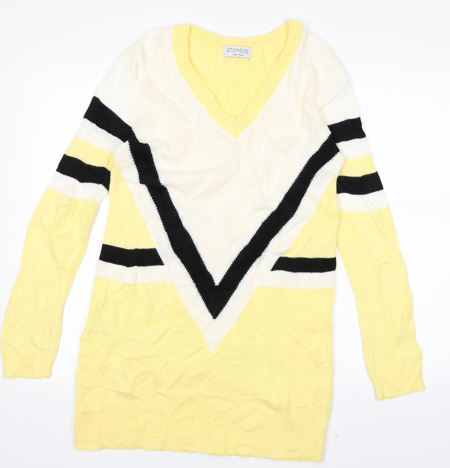 StayHere Womens Yellow Striped  Jumper Dress  Size M