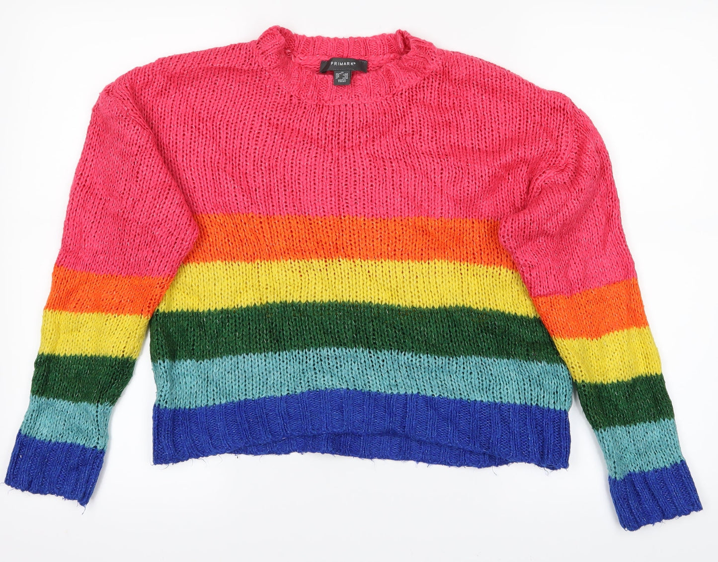 Primark Womens Pink Striped  Pullover Jumper Size XS  - Multicoloured
