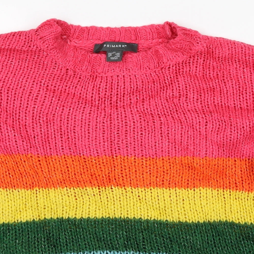 Primark Womens Pink Striped  Pullover Jumper Size XS  - Multicoloured