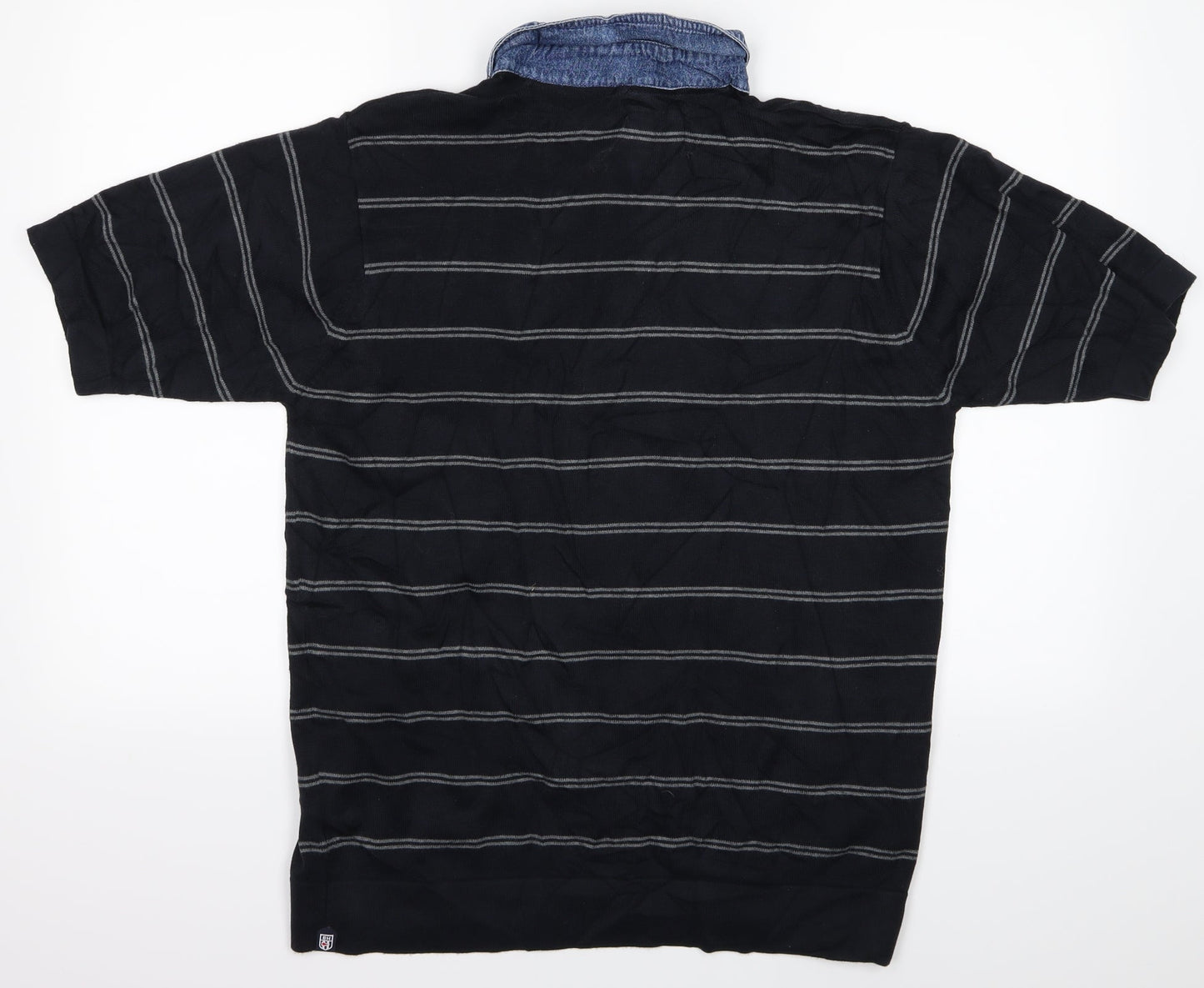 M&S Mens Blue Striped   Polo Size M