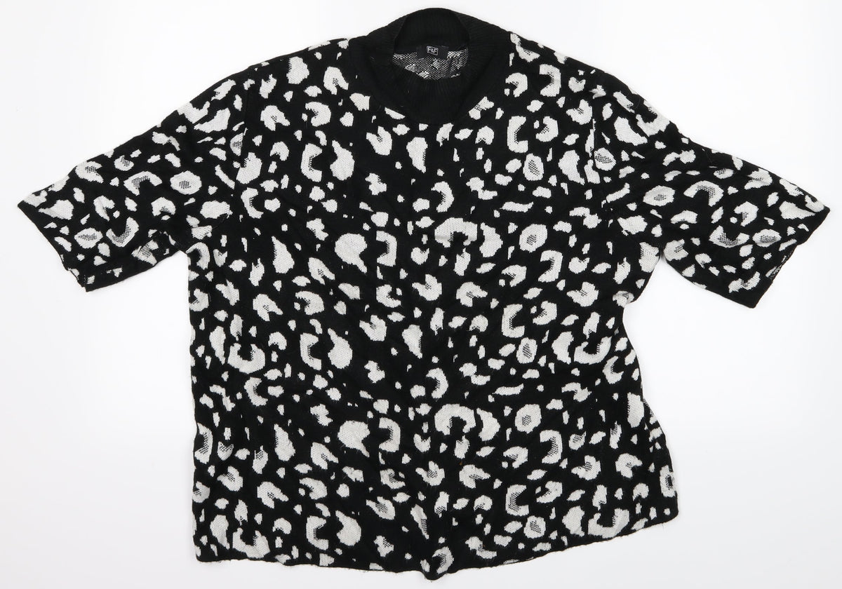 F&F Womens Black Geometric  Pullover Jumper Size 14