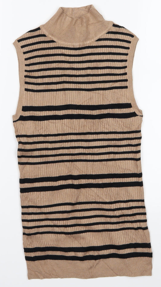 Select Womens Brown Striped  Vest Jumper Size 12