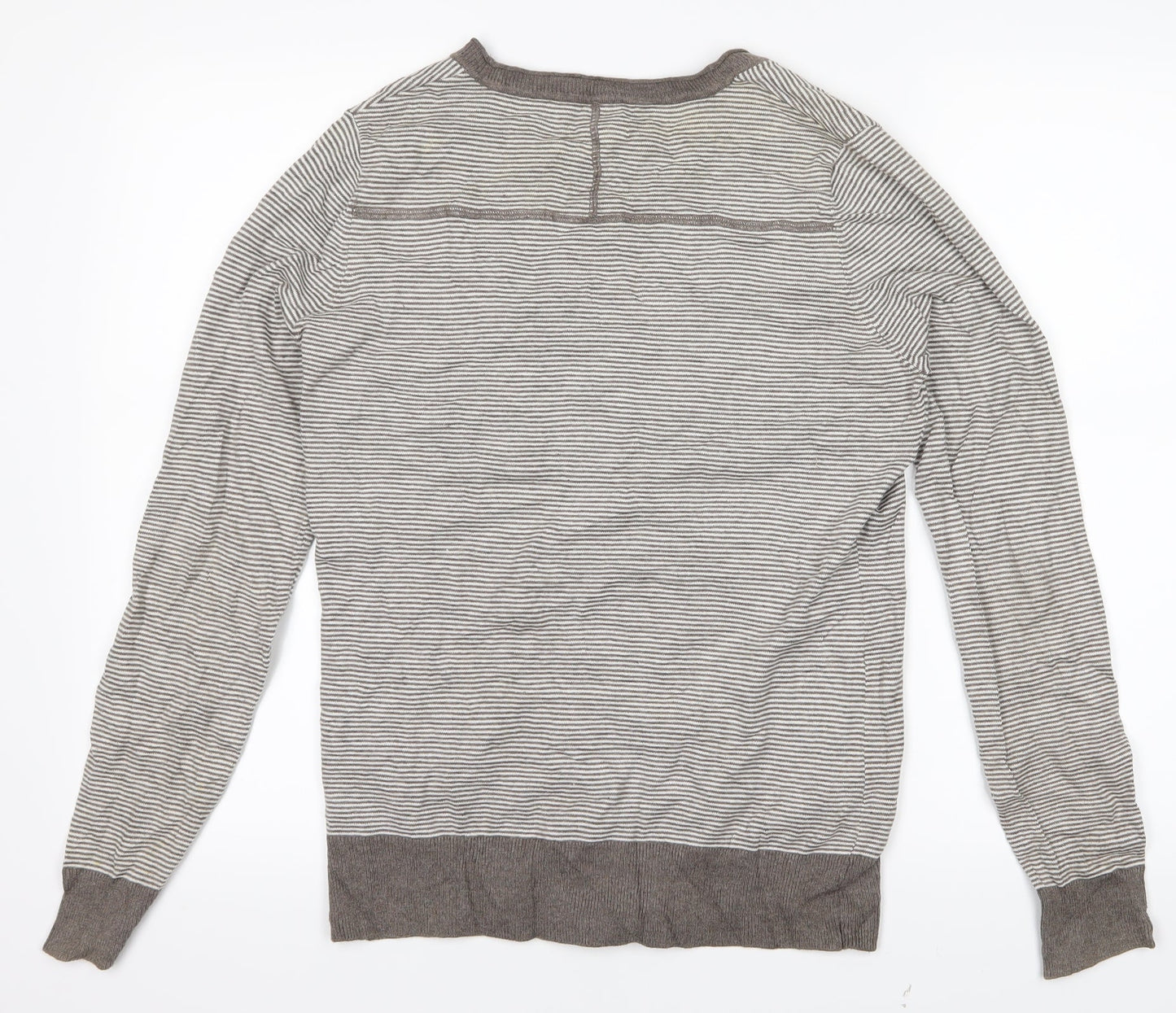ALFRED SUNG Womens Grey Striped  Cardigan Jumper Size S