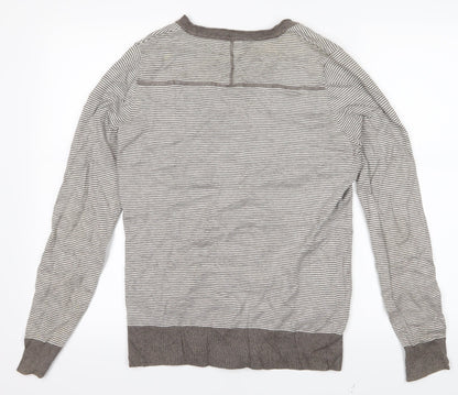 ALFRED SUNG Womens Grey Striped  Cardigan Jumper Size S