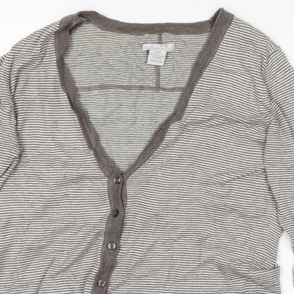 ALFRED SUNG Womens Grey Striped  Cardigan Jumper Size S