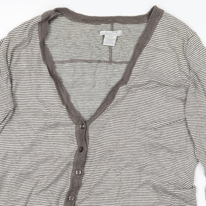 ALFRED SUNG Womens Grey Striped  Cardigan Jumper Size S