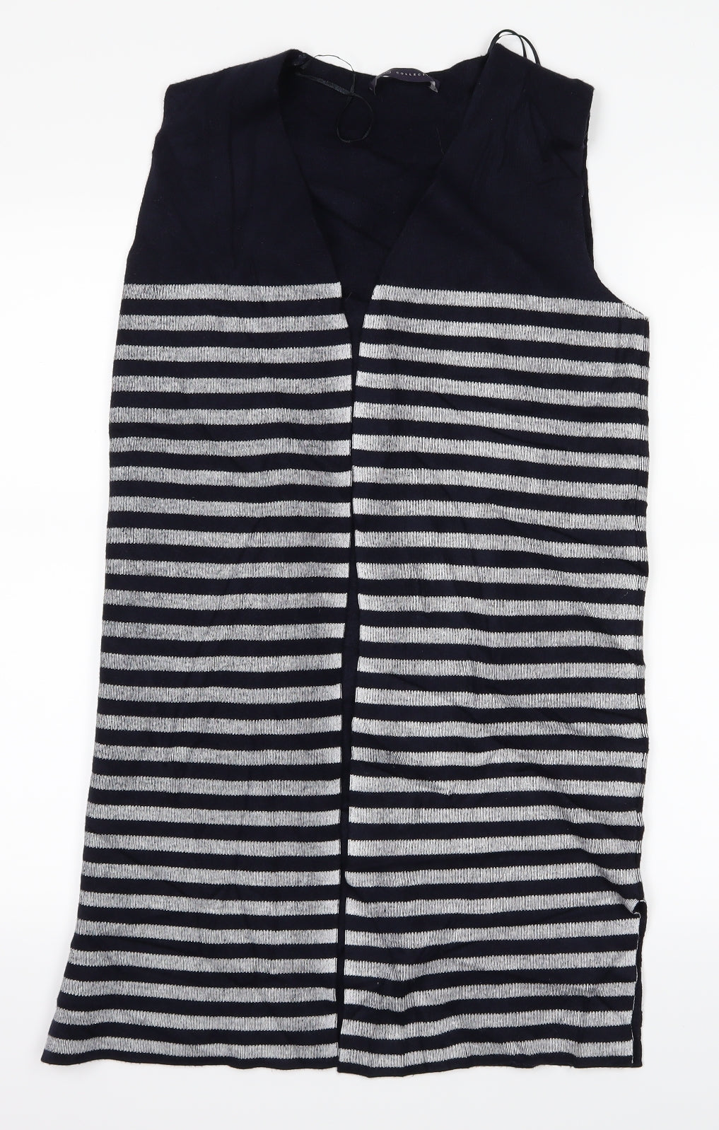 M&S Womens Blue Striped  Vest Jumper Size S