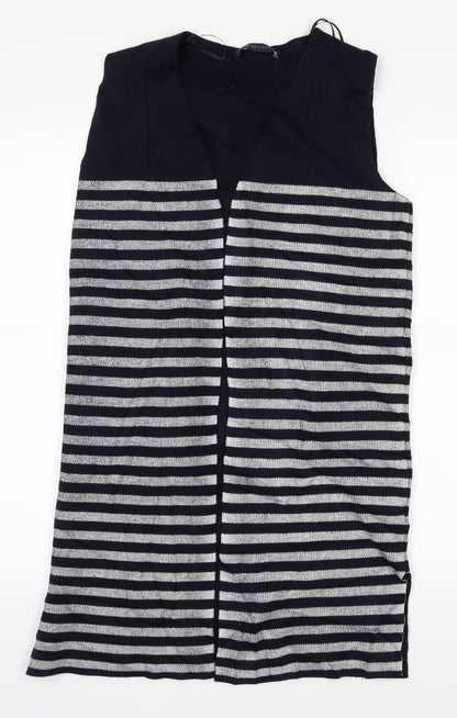 M&S Womens Blue Striped  Vest Jumper Size S