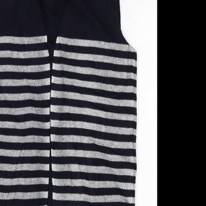 M&S Womens Blue Striped  Vest Jumper Size S